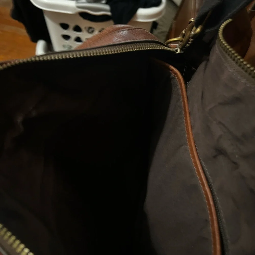 Fossil Men's Chestnut Leather Briefcase with Removable Shoulder Strap